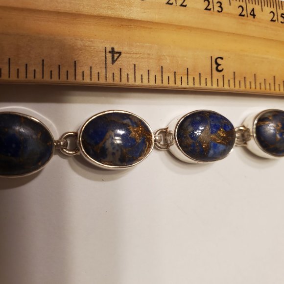 LAPIS  LAZULI  STERLING  SILVER  BRACELET - Picture 6 of 10